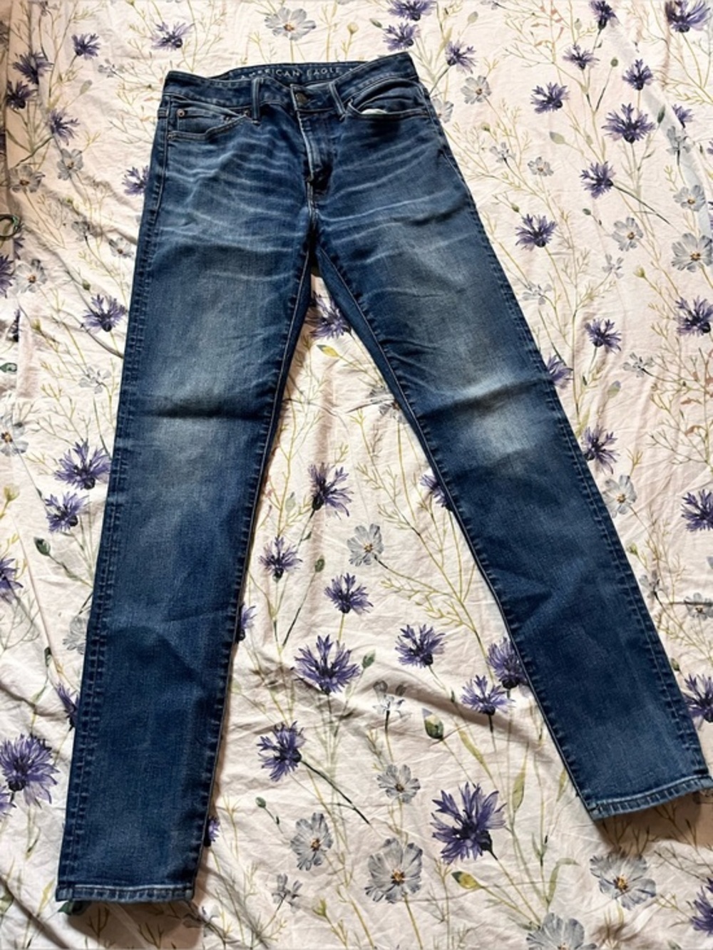 American Eagle Athletic Skinny Jeans Mens Size 30x34 Dark Wash 75% Cotton